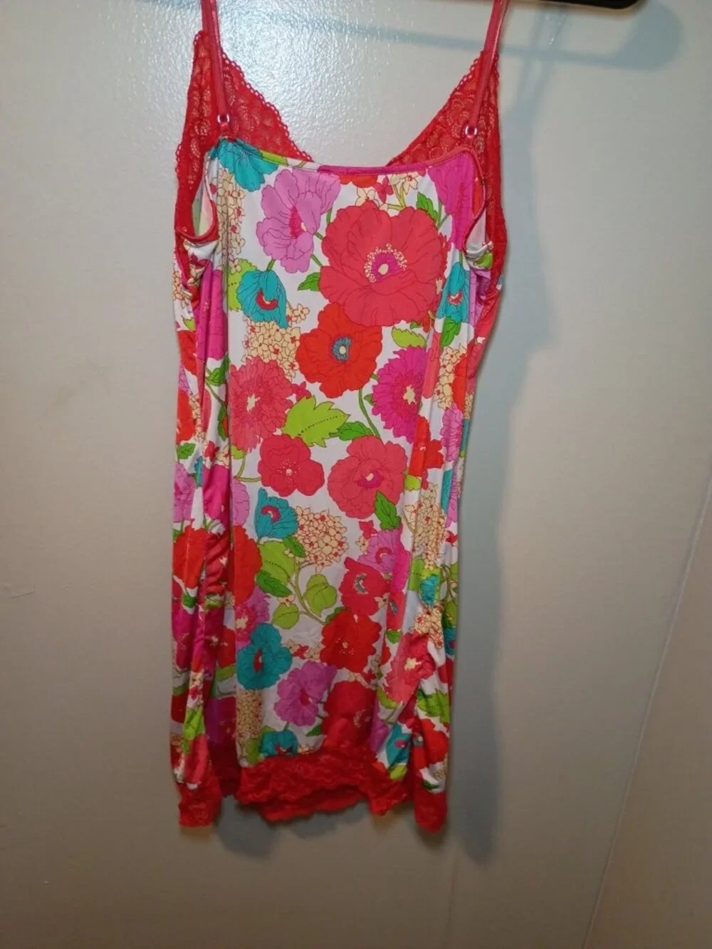 Josie Natori Babydoll Slip Dress Size M Lace Trim Cami Floral Preppy Y2K Sleep